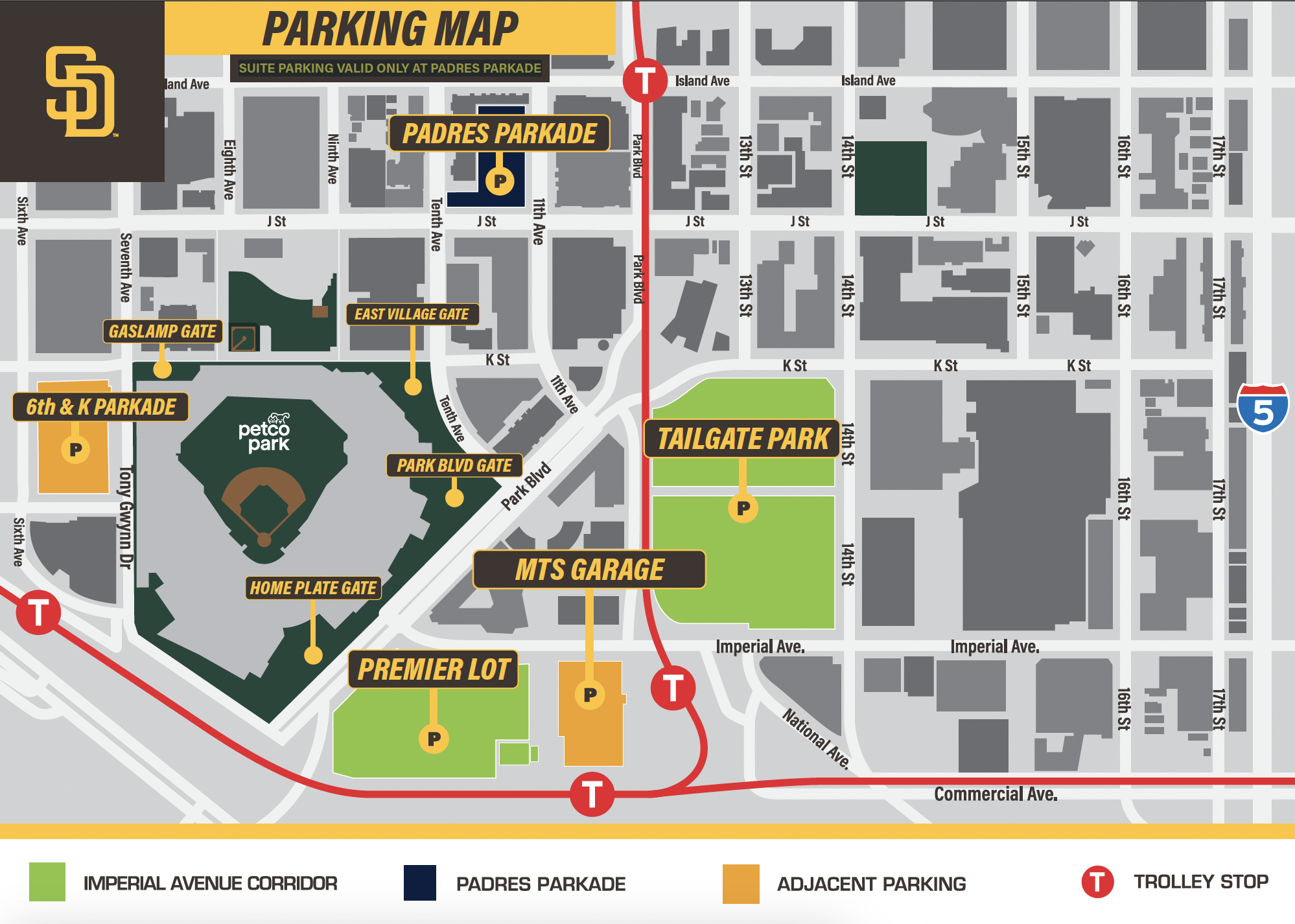 Petco Park suite parking and gates map