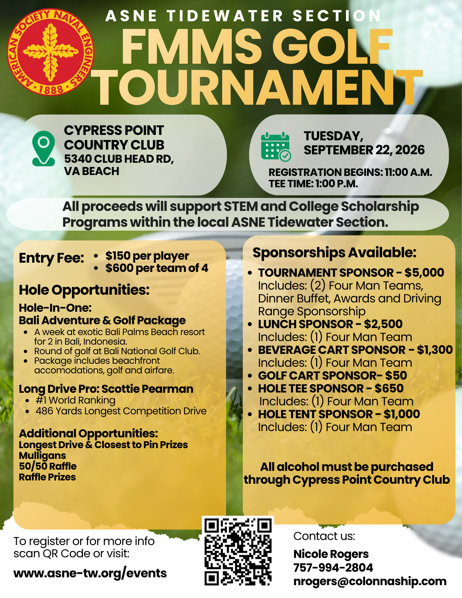 ASNE Tidewater FMMS 2026 Golf Tournament Flyer