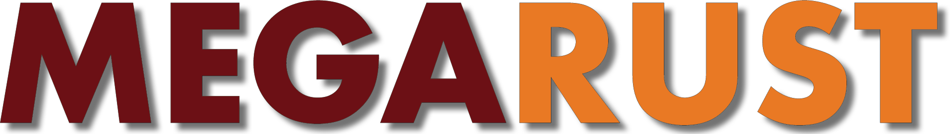MegaRust wordmark, maroon and orange